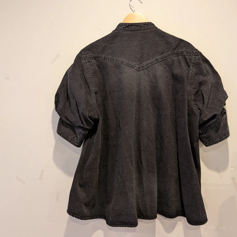 Sacai Women's Black Denim Knit Hybrid Cardigan XL Mixed Media Unique Art - Picture 5 of 10